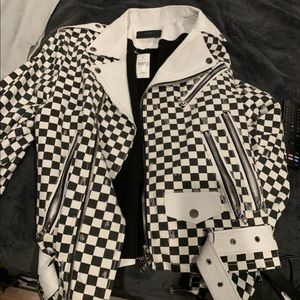 SOLD Amiri white plaid leather jacket